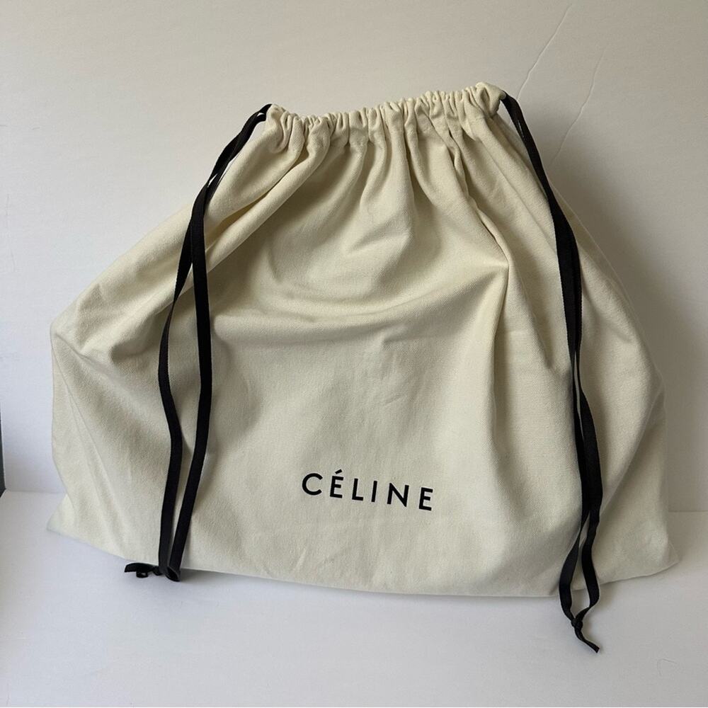 Celine Phoebe Philo Med Tri-Fold Black Shoulder Bag Grained Leather Authentic - Picture 16 of 16